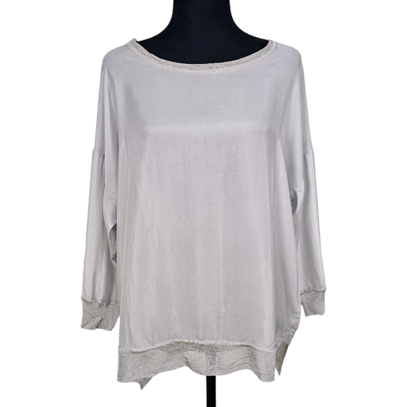 Malene Birger Silk Blouse Sz Small Gray Elegant Light Popover Knit Lightweight - Picture 1 of 15